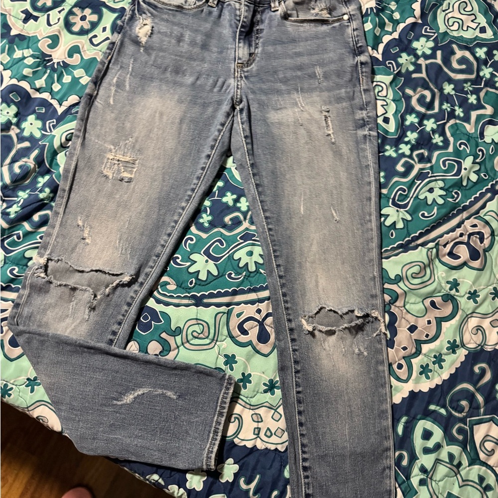 Buffalo David Bitton Blue Skinny Jeans with Distressed Details